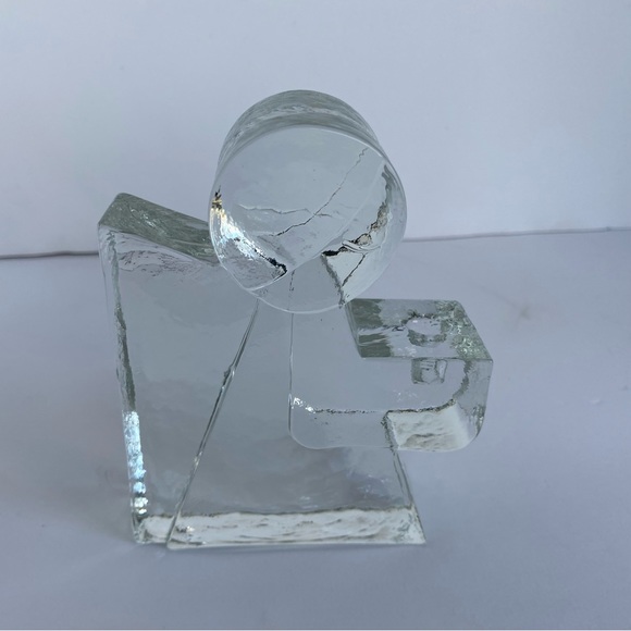 Swedish Wiesenthal Hutte Wiesenthalhutte Angel Ice Glass Candle Holder Vintage - Picture 3 of 16